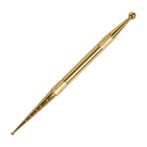 Acupressure pen with gold-plated surface - stainless steel - 10 cm - ball Ø 1.5/3.5 mm